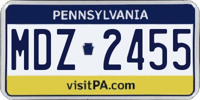 PA license plate MDZ2455
