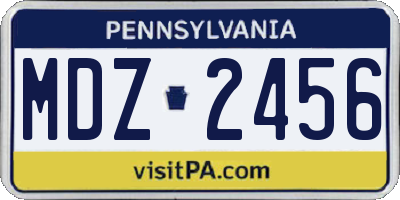 PA license plate MDZ2456
