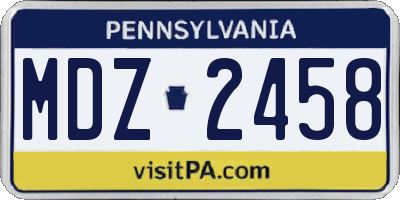 PA license plate MDZ2458