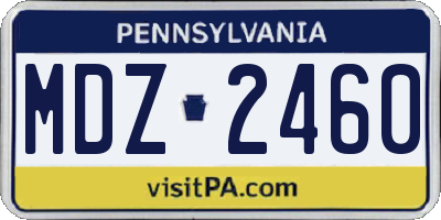 PA license plate MDZ2460
