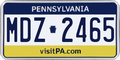 PA license plate MDZ2465