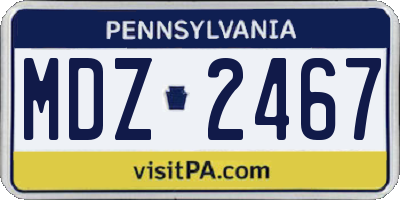 PA license plate MDZ2467