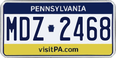 PA license plate MDZ2468