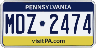 PA license plate MDZ2474