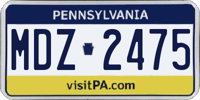 PA license plate MDZ2475