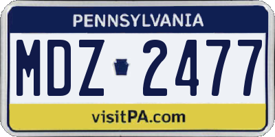 PA license plate MDZ2477