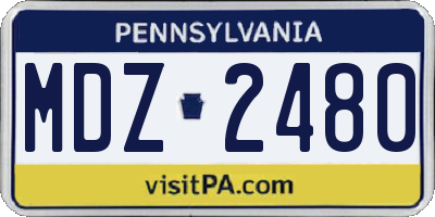 PA license plate MDZ2480