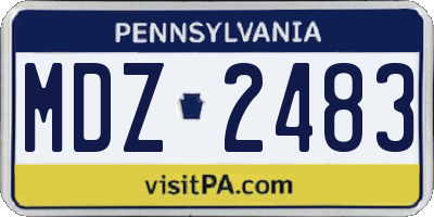 PA license plate MDZ2483