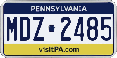 PA license plate MDZ2485