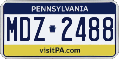PA license plate MDZ2488