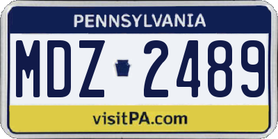 PA license plate MDZ2489