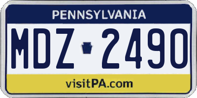 PA license plate MDZ2490