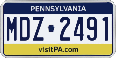 PA license plate MDZ2491