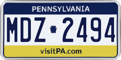 PA license plate MDZ2494