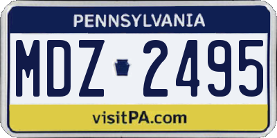 PA license plate MDZ2495