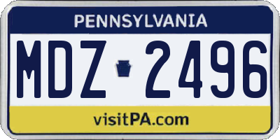 PA license plate MDZ2496
