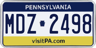 PA license plate MDZ2498