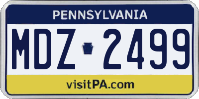 PA license plate MDZ2499
