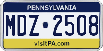 PA license plate MDZ2508