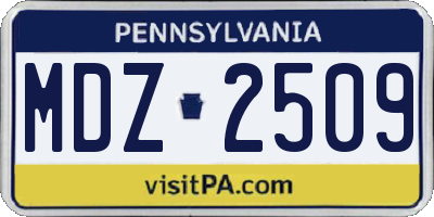 PA license plate MDZ2509