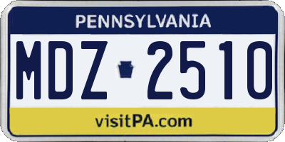 PA license plate MDZ2510