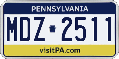 PA license plate MDZ2511