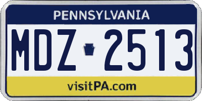 PA license plate MDZ2513