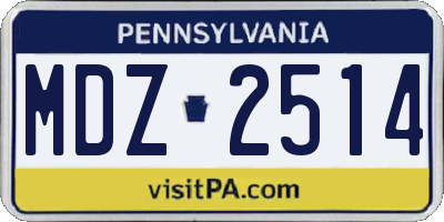 PA license plate MDZ2514
