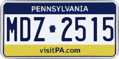 PA license plate MDZ2515