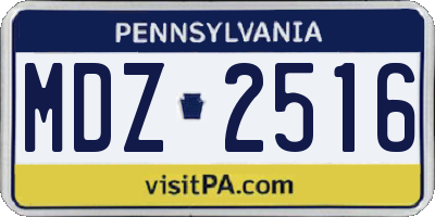 PA license plate MDZ2516