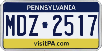 PA license plate MDZ2517