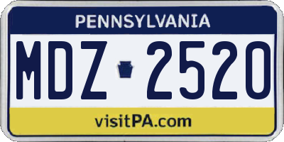 PA license plate MDZ2520