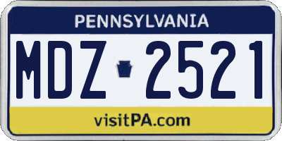 PA license plate MDZ2521
