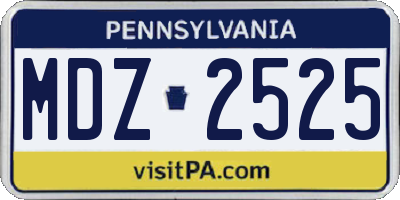 PA license plate MDZ2525