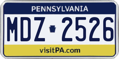 PA license plate MDZ2526