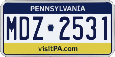 PA license plate MDZ2531
