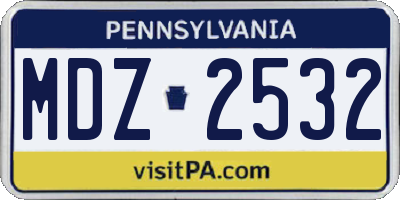 PA license plate MDZ2532