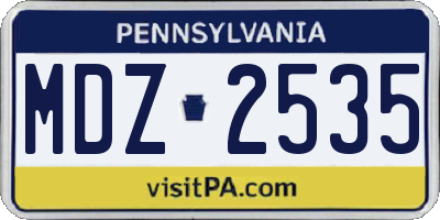 PA license plate MDZ2535