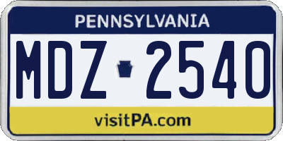 PA license plate MDZ2540