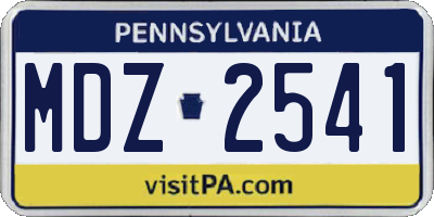 PA license plate MDZ2541