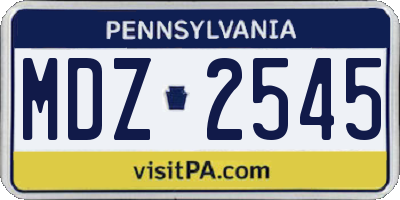 PA license plate MDZ2545