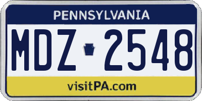 PA license plate MDZ2548