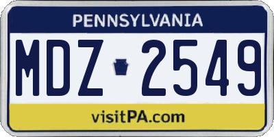 PA license plate MDZ2549
