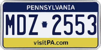 PA license plate MDZ2553