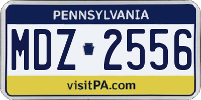PA license plate MDZ2556