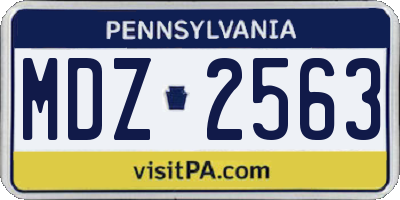 PA license plate MDZ2563