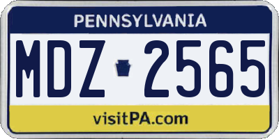 PA license plate MDZ2565