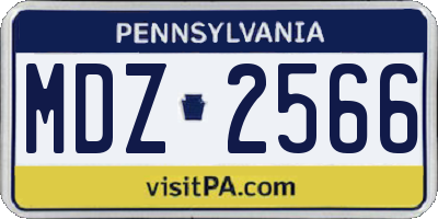 PA license plate MDZ2566