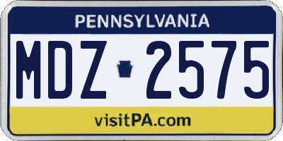 PA license plate MDZ2575