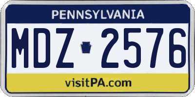 PA license plate MDZ2576